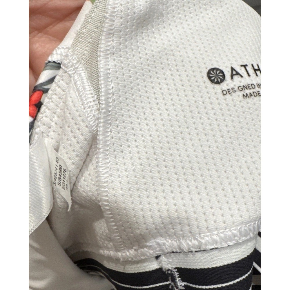 Athleta Contender Track White Floral Print Sports Bra Size Small Gym Workout - Picture 6 of 7